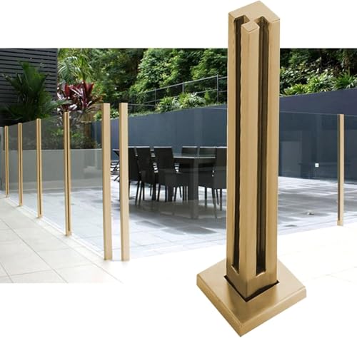 Poste de barandilla de Vidrio dorado esquinero de acero inoxidable para balcones y jardines