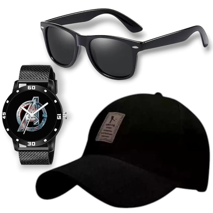 sba prime Combo Pack of 3 Stylish Dial Watch, Stylish Sport Baseball Cap & Stylish Aviator Sunglass for Men's and Boy's-picture-14
