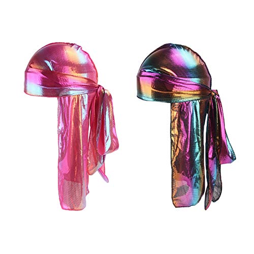 ZARSIO Durag Lot de 2 bonnets de pirate en satin pour homme et femme 360 vagues - - taille unique Cover