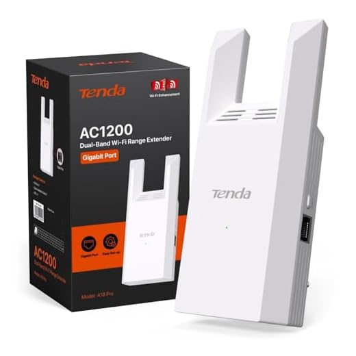 Tenda A18 Pro WLAN Verstärker Repeater AC1200, Dualband Repeater mit Gigabit-LAN(867 MBit/s 5GHz + 300 MBit/s 2,4GHz), Kompatibel mit Fritzbox, Abdeckung 150 m², AP Modus