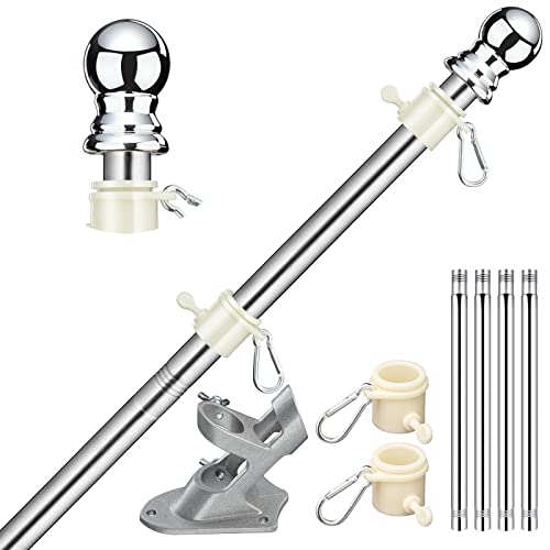 HORSE SECRET Mástil de aluminio con soporte para mástil de 180 cm de acero inoxidable, kit de barra de acero inoxidable con anillos giratorios