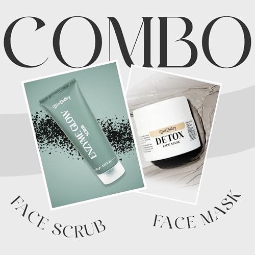 Image of Enzyme Glow Scrub & Detox Clay Face Mask Combo for Women & Men | Face Scrub for Tan Removal, Dead Skin & Blackheads | Clay Mask for Oil Control & Deep Pore Cleansing