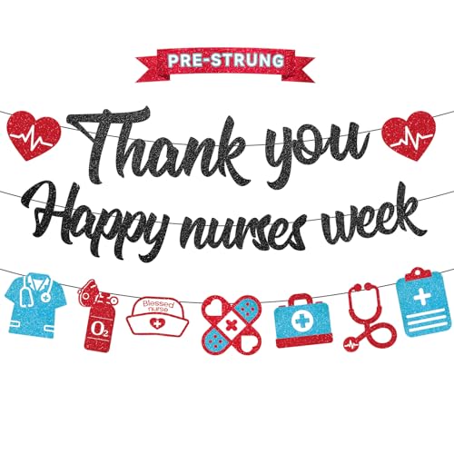 Pre-strung Nurses Week Decorations 2026 Thank You Happy Nurses Week Banner Certified Nursing Home week Decorations Supplies