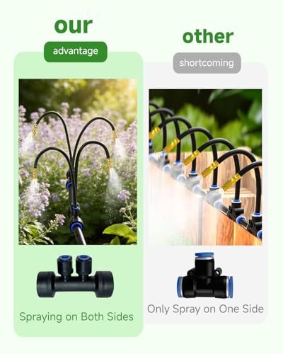 Image of 66FT Drip Irrigation System with Timer, Automatic Watering System Kit with Solid Brass Metal Connectors, 360 Dual‑Outlet Adjustable Nozzles for Garden, Yard, Lawn, Greenhouse & Potted Plants