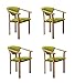 NordicStory Lot de 4 chaises de salle à manger en chêne massif Alexis, design nordique scandinave, moderne, tapissé en tissu (vert vie)
