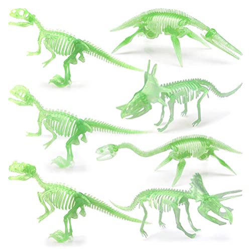 Henoot 7 Stück Nachtleuchtender Dinosaurier Skelett Ausgrabungsset für Kinder leuchtende Fossil Skelette Fluoreszierende Knochen Spielzeug Archäologisches Wissenschafts Spiel Dinos Cover