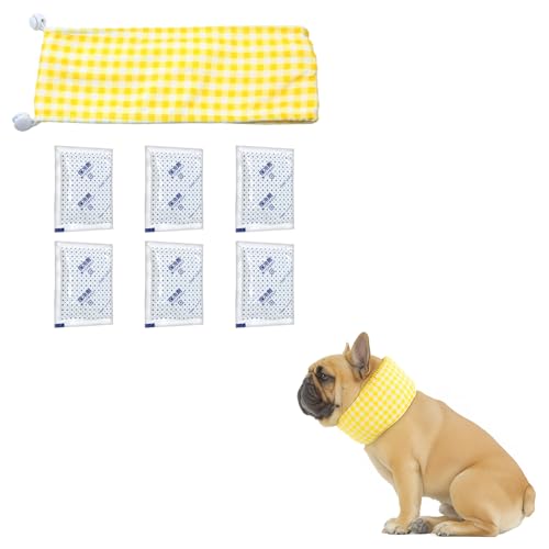 MILASIC 犬用 ネッククーラー 大型犬対応 保冷スカーフ 首冷却 クールリング 夏のお出かけ ペットグッズ ひんやり首巻きタイプ TN-DGNC-YE-L (イエロー)