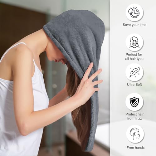 Image of Sassoon Venir Microfiber Hair Wrap Towel for Women (Stormdust Color, Free Size) with Smooth Texture Super Absorbent Quick Dry Hair Turban for Drying Hair
