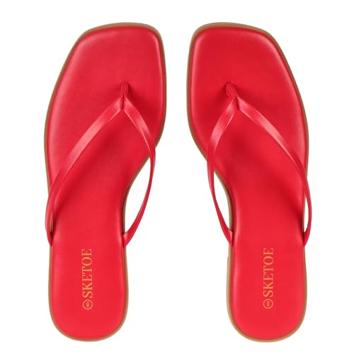 Image of Flip Flops Sandals for Women Square Toe Lightweight Thong Slides