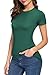 Women's Crewneck Slim Fitted Short Sleeve T-Shirt Stretchy Bodycon Basic Tee Tops (S, Dark Green)