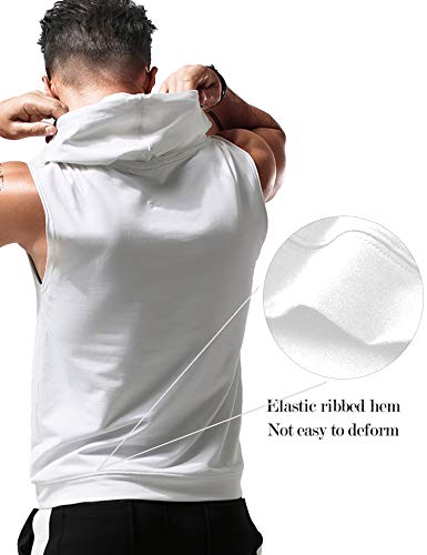 Babioboa Men's Workout Hooded Tank Tops Sleeveless Gym Hoodies Bodybuilding Muscle Cut Off T-Shirts