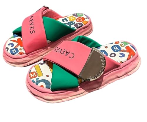 Multicolor Graffiti Style Lightweight Flat Sandals for Women EVA Comfortable Casual Slip On Slides for Beach Slippers Pool Travel Vacation Cute Summer Shoes Anti Slip Sole