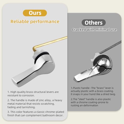 iFealClear Universal Metal Toilet Handle Replacement Kit, Front Mount Toilet Flush Handle Replacement Compatible with Kohler, American Standard, TOTO, Mansfield, Solid Brass, Chrome - Thumbnail 3