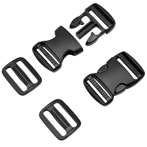 2 Set 38mm/1.5inch Hebilla de plástico de Liberación Lateral Tri-Glide para Correas de Equipaje Collar para Mascotas Reparación de Mochilas Cover