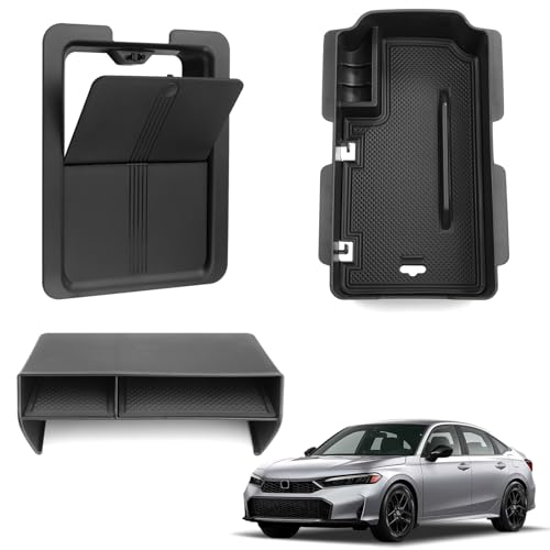 Thenice for 11th Gen Civic Center Console Organizer Armrest Box Tray Glovebox Hidden Storage Compartment Compatible with Honda Civic 2026 2025 2024 2023 2022 Accessories -3PCS