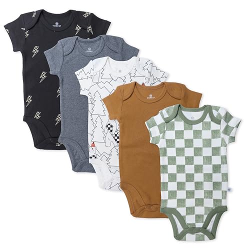 Image of HonestBaby Baby 5-pack 100% Organic Cotton Short Sleeve One-piece Bodysuit