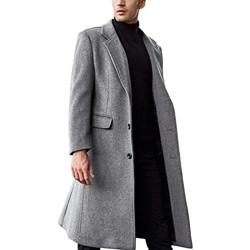 BINGMAX Mens Coats Gents Peacoat Wool Coats Winter Elegant JacketWarm Casual Overcoat Gray