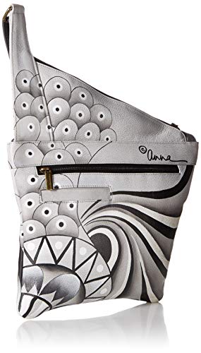 Anna by Anuschka Handpainted Women's Genuine Leather Asymmetric Slim Crossbody Bag with Zippered Pockets and Adjustable Strap2