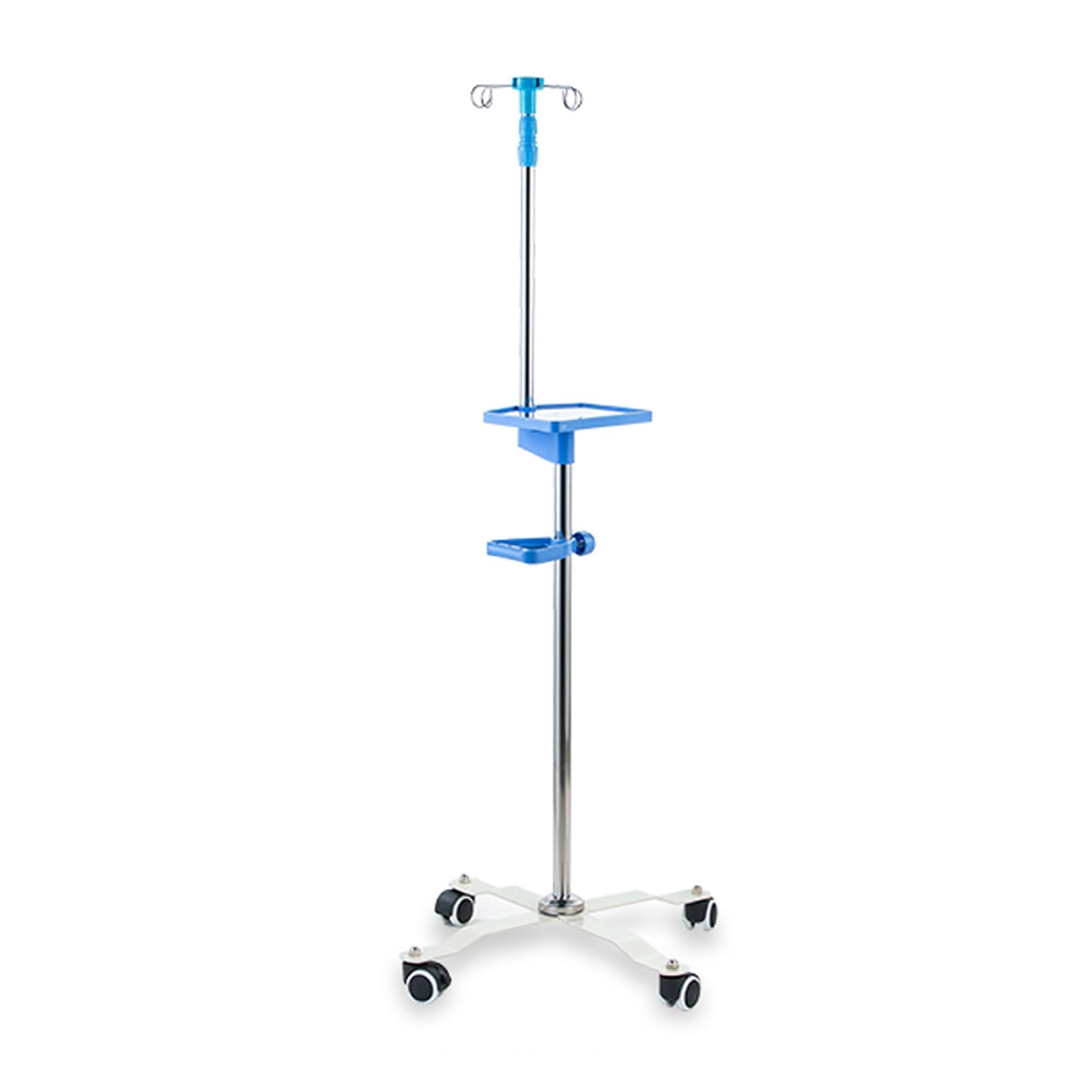 Supporto for Flebo, Asta Portaflebo con Ruote, Supporto for Flebo in Acciaio Inox con 4 Ganci, con Ruote e Vassoio(4 Rounds)