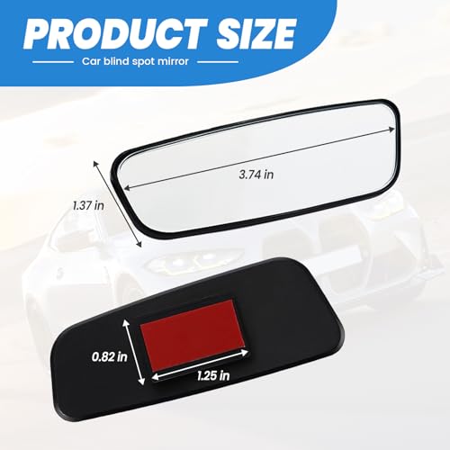 2-Pack Blind Spot Mirrors for Cars - 3.7\" x 1.4\" HD Rectangular Glass, Adjustable Convex Wide Angle Rearview, Fits Most Cars, Trucks, SUVs, Universal Automotive Exterior Accessories (Black) - Thumbnail 2