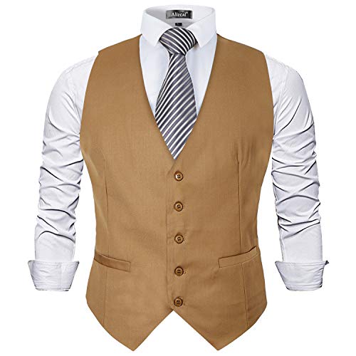 Image of Alizeal Mens Classic Solid Suit Vest Regular Fit Tuxedo Waistcoat | Classic for Wedding Business Daily Wear Wedding