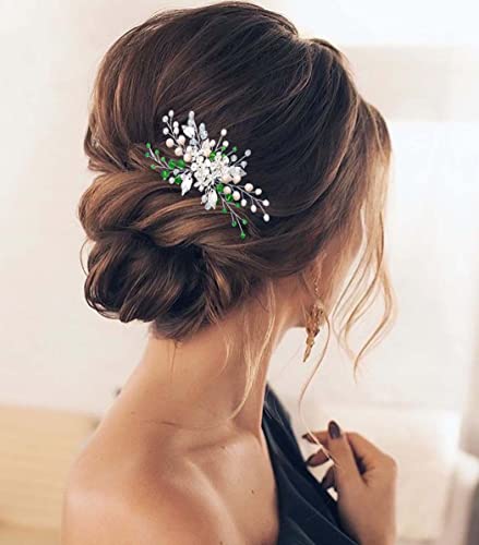 Votacu Peigne à cheveux en forme de fleur pour mariée Argenté Cover