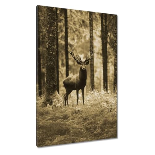 Cerf dans la forêt tableau sépia idéal pour mur vide