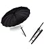38" Inch tall Black 武士 Samurai Ninja Katana Umbrella Samurai Swords Umbrella Handle Creative Strong Windproof Semi-automatic Knife Umbrella Stylish Japanese Sun Rain Umbrella Decoration Gift B11781