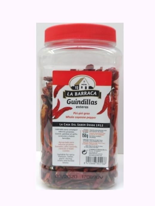 Guindillas Ganze Cayennepfeffer, 150g Flasche, 3er Pack, Würzig-Scharf, Glutenfrei, Vegan