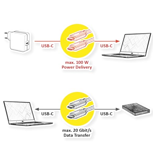 ROLINE GREEN USB 3.2 Gen 2x2 Cable, Emark, C-C, ST/ST, 20Gbit/s, 100W, Black, 0.5 m - Image 3