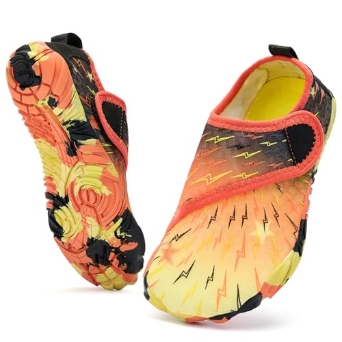 Image of Kids Water Shoes Boys Girls - Wide Toe Box Quick Dry Barefoot Shoes Breathable Non Slip Aqua Athletic Sneakers for Swim Beach Pool Kayak Hiking Sand Walking Travel Essentials (Little Kid /Big Kid)