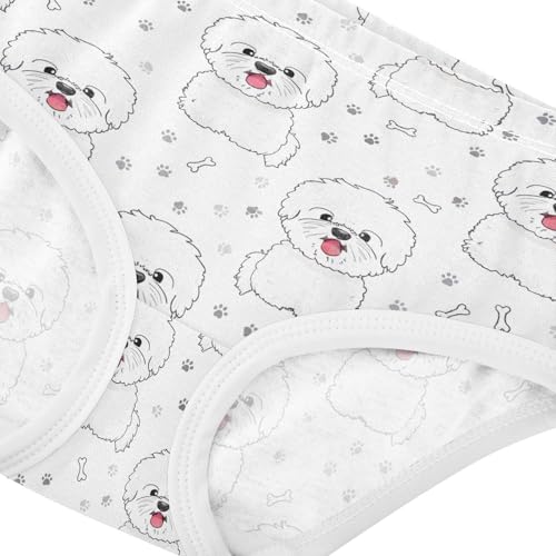 Joisal Cotton Girls Underwear Toddler Cute Cartoon Dogs White Girl Panties Cute Funny Briefs Girls Undies 2t4