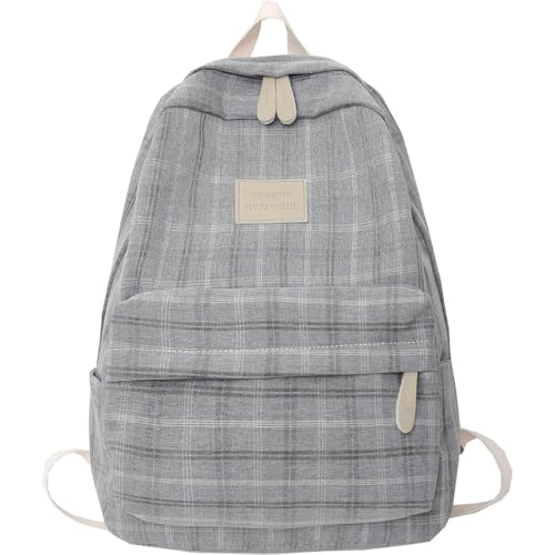 minanglihy Mochila xadrez escolar leve Academia mochila para laptop grande capacidade leve mochila de viagem, Cinza claro, Medium, Tendência