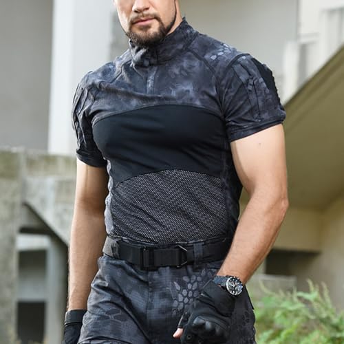 XFLHXY Chemise de Combat À Manches Courtes Pour Hommes, T-shirt Camouflage Summer Tactics, Manchettes, Chapeaux et Masques(ACU_M) – vue 5