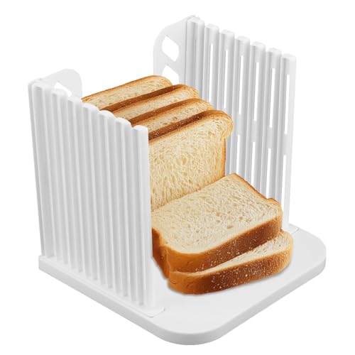 Bread Slicer for Homemade Bread, Plastic Bread Slicing Guide Foldable Bread Cutting Guide Tools Adjustable Loaf Slicer Cutter Sandwich/Toast Maker for Bread, Bagel, Sourdough, Cake