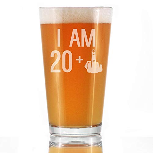 20 + 1 Middle Finger - 16 oz Pint Glass for Beer