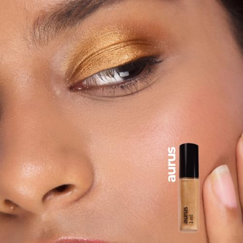 Image of Ruby's Organics Mini Metallic Liquid Eyeshadow for Women- Eye Makeup, Smooth Glide Insta Dry Formula, Smudge proof, Waterproof, Long Lasting and Highly Pigmented, Paraben Free, Vegan - Aurus, 3ml