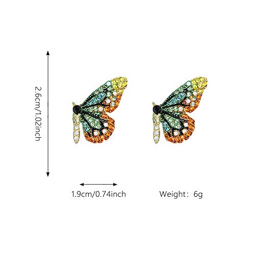 Gbahfy Fairy Tale Butterfly Earrings For Women Colorful Rhinestone Wing Stud Earrings Trendy Gifts For Girls Woman Accessories (Rhinestone Wing Stud Earrings-Green) #TOP3