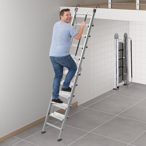 Foldable Aluminum Loft Stairs Ladder with 9 Steps