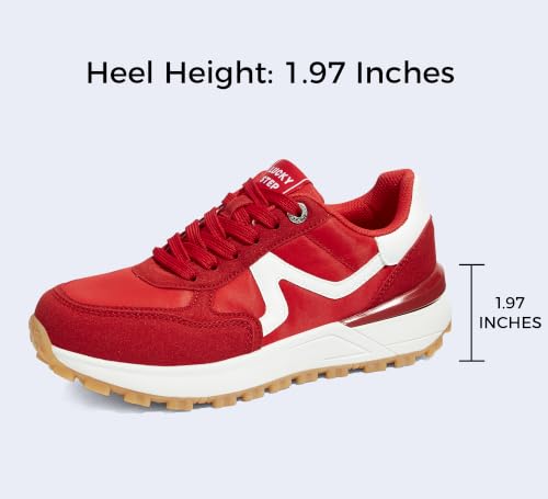 Image of LUCKY STEP Women's Retro Fashion Casual Sneakers | Platform Classic Trendy Trainning Anti-Slip Tennis Travel Walking Shoes