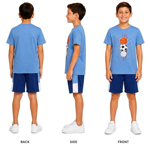 Image of Pro Athlete Active Boys Short Sets - 2 Piece Performance Crewneck Short Sleeve T-Shirt and Shorts Boys Athletic Sets (8-16)