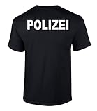 100 % Baumwolle T-Shirt Polizei Druck beidseitiger Druck Schwarz XL