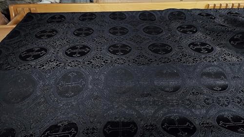 Ad Fabric Liturgical Brocade Cross Acetate Taffeta Black