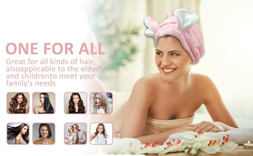 fhgnysm Toalha de cabelo de microfibra, 2 pacotes de turbantes de cabelo para cabelos molhados, seca