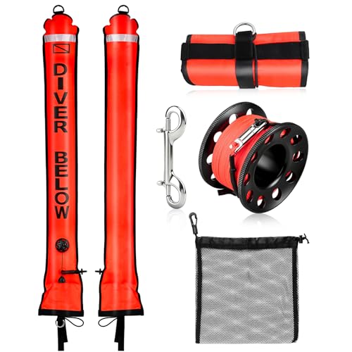 Scuba SMB Kit: 4ft Surface Marker, 49ft Reel, Bag, Snap