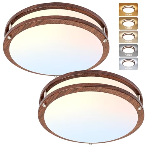Image of Flush Mount Ceiling Light - 2 Pack 13″ 36W 3000K /3500K /4000K /5000K /6000K Dimmable Led Ceiling Light Fixture for Kitchen Hallway Bedroom Bathroom (2, Nussbaum, 13 Inch)