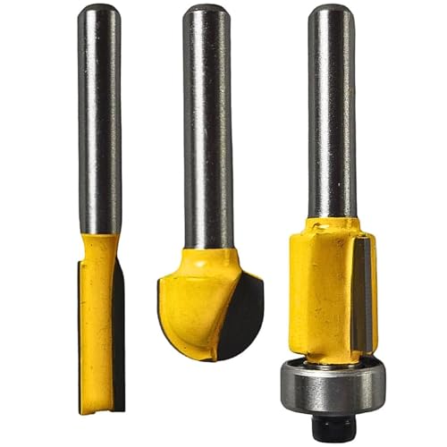 EVALD Jogo de Fresas Tupia para Madeira Haste 6 MM Kit 3 Peças EVJF-03