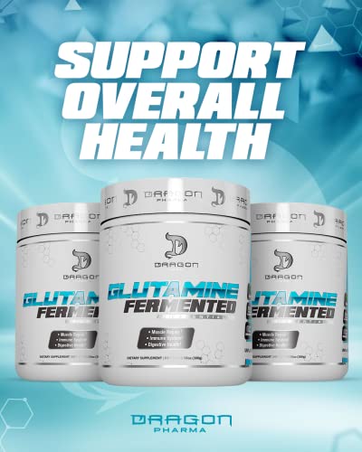 DRAGON PHARMA Fermented Glutamine, Aids in Muscle Repair, Improves Digestive Health, Vegan, 5g of Glutamine (60 Servings)