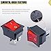 Twidec/2Pcs Rocker Switch AC 10A/125V 6A/250V DPST 4 Pins 2 Position ON/Off Red LED Light Illuminated Boat KCD4 Rocker Switch Toggle KCD2-201N-R