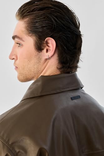 Image of SNITCH Men Casual Jacket | Regular Fit Lapel Collar Solid Full Sleeve | 100% Polyester PU With Zipper Closure For Men's Casual Outerwear |